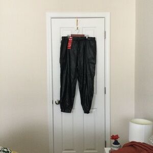 Black Faux leather joggers